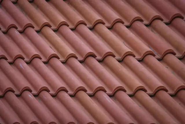 Close-up of asphalt roof shingles on a house